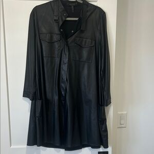 BCBG Black Faux Leather Shirt Dress size medium